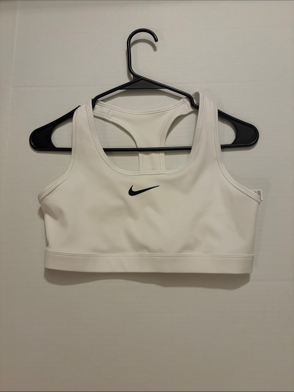 Nike White & Black Logo Racerback Sports Bra